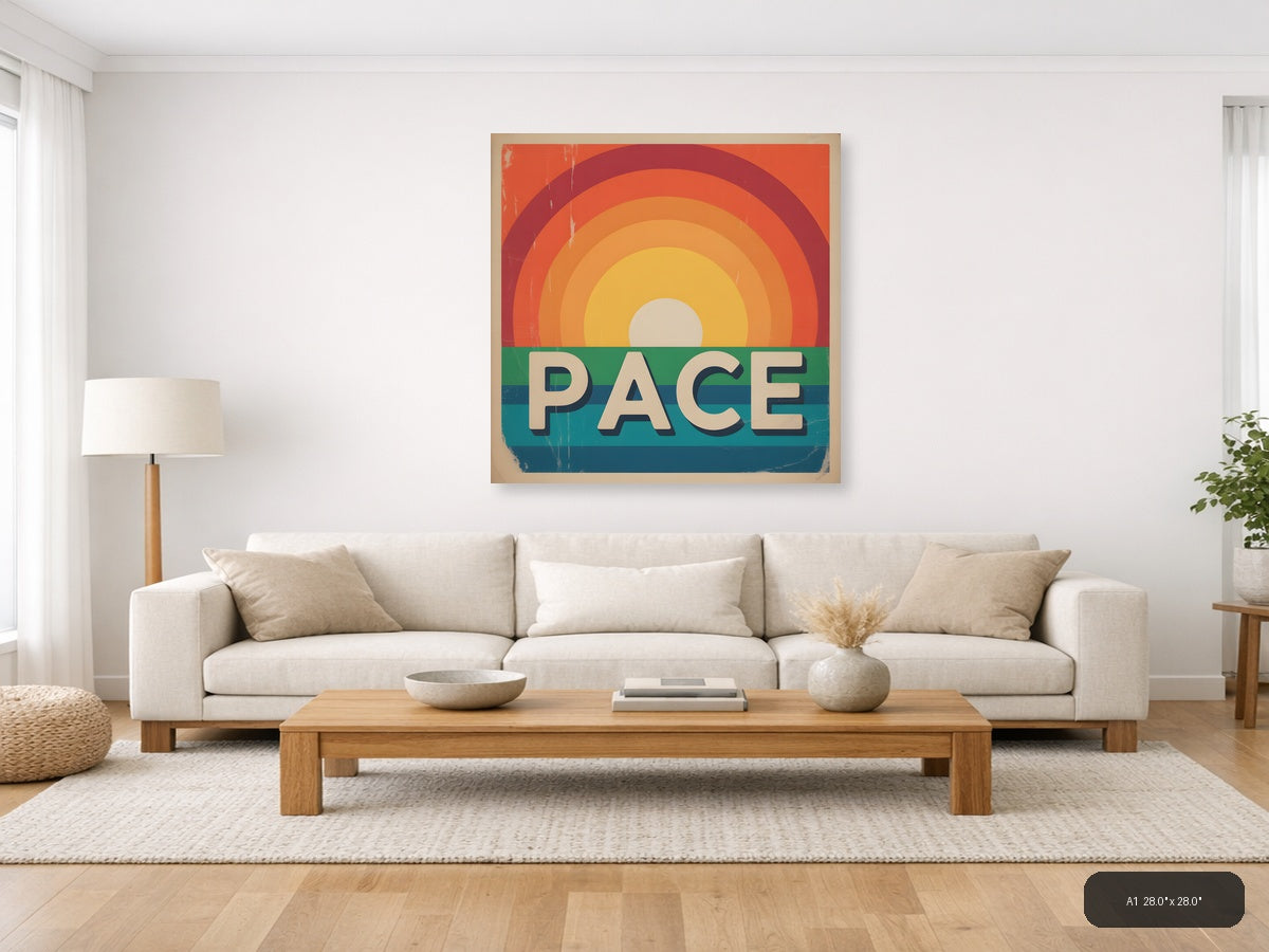 Vintage Rainbow Sunset Peace Retro Wall Art — A1 / Living Room