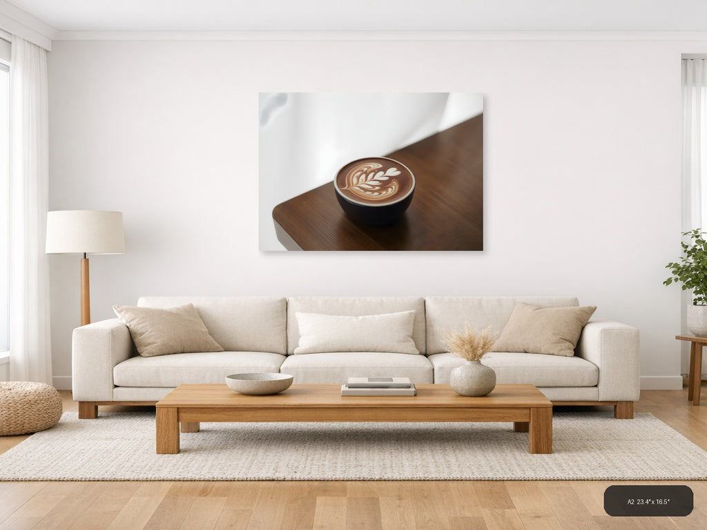 Minimalist Latte Art Coffee Cup Wall Art — A2 / Living Room