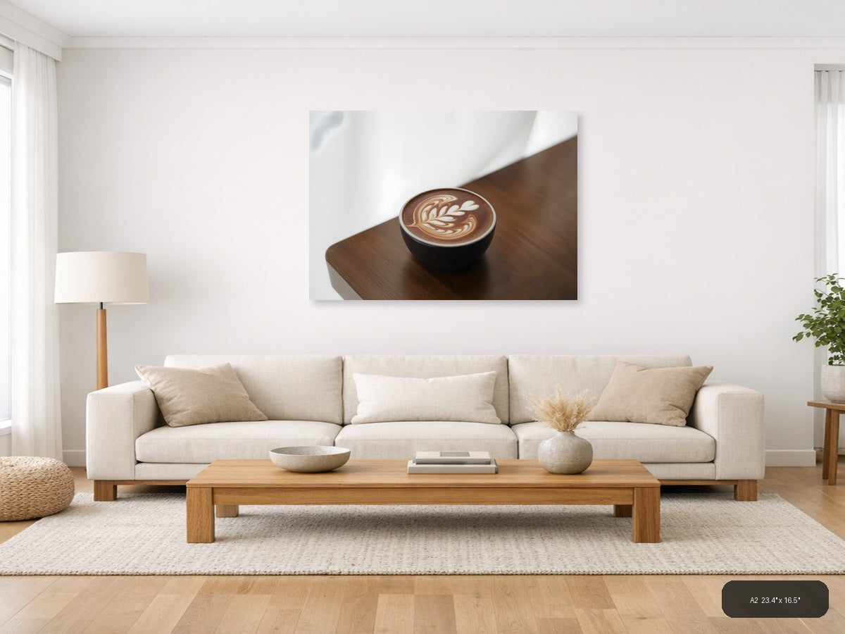 Minimalist Latte Art Coffee Cup Wall Art — A2 / Living Room