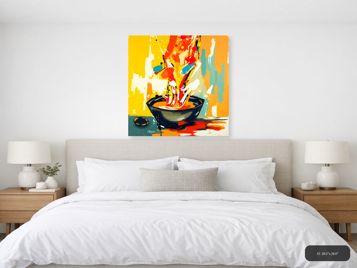 Abstract Wok Cooking Scene - Modern Kitchen Wall Art — A1 / Bedroom