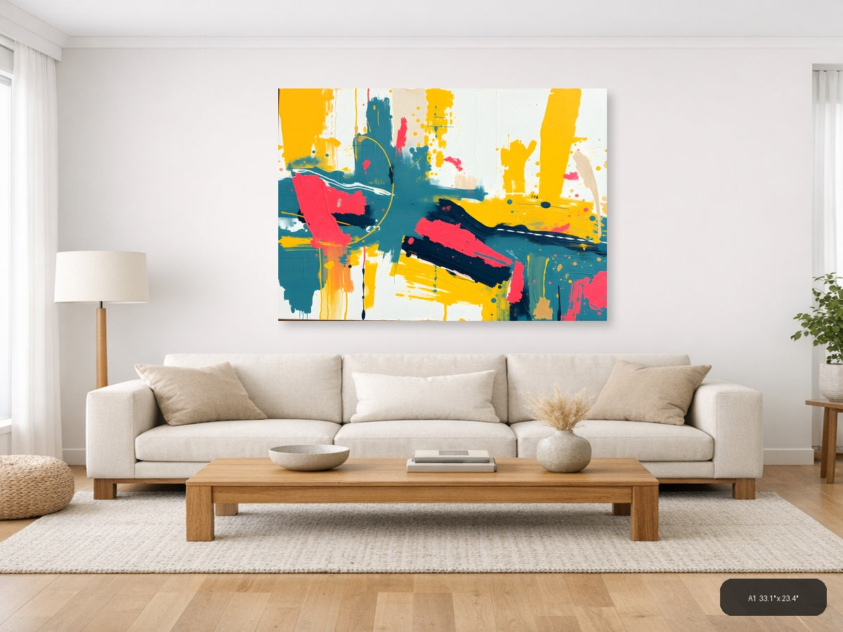 Vibrant Abstract Expressionist Landscape Wall Art — A1 / Living Room