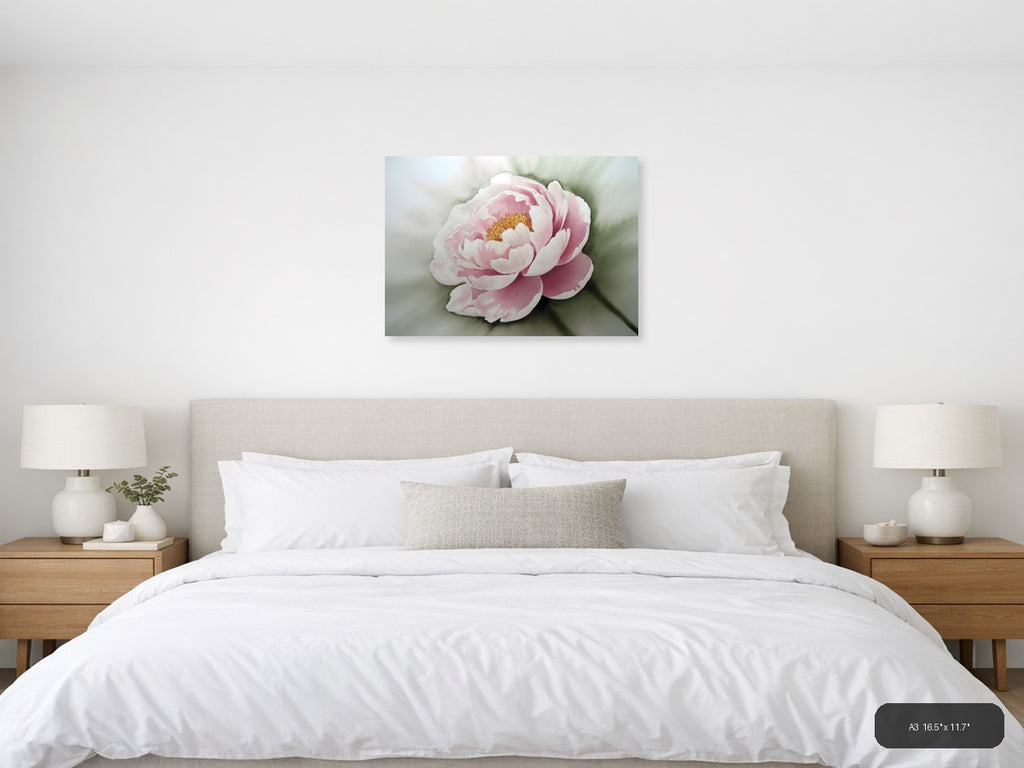 Pink Peony Watercolor Painting Wall Art — A3 / Bedroom