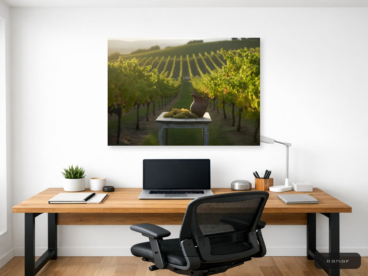 Wine — Minimalist (Landscape) Canvas Print | Minimalist Wall Art | A4 A3 A2 A1 — A1 / Office