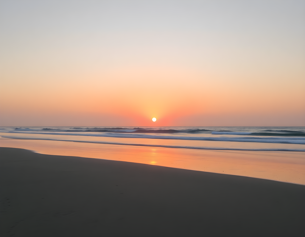 Minimalist Ocean Sunrise Beach Landscape Wall Art