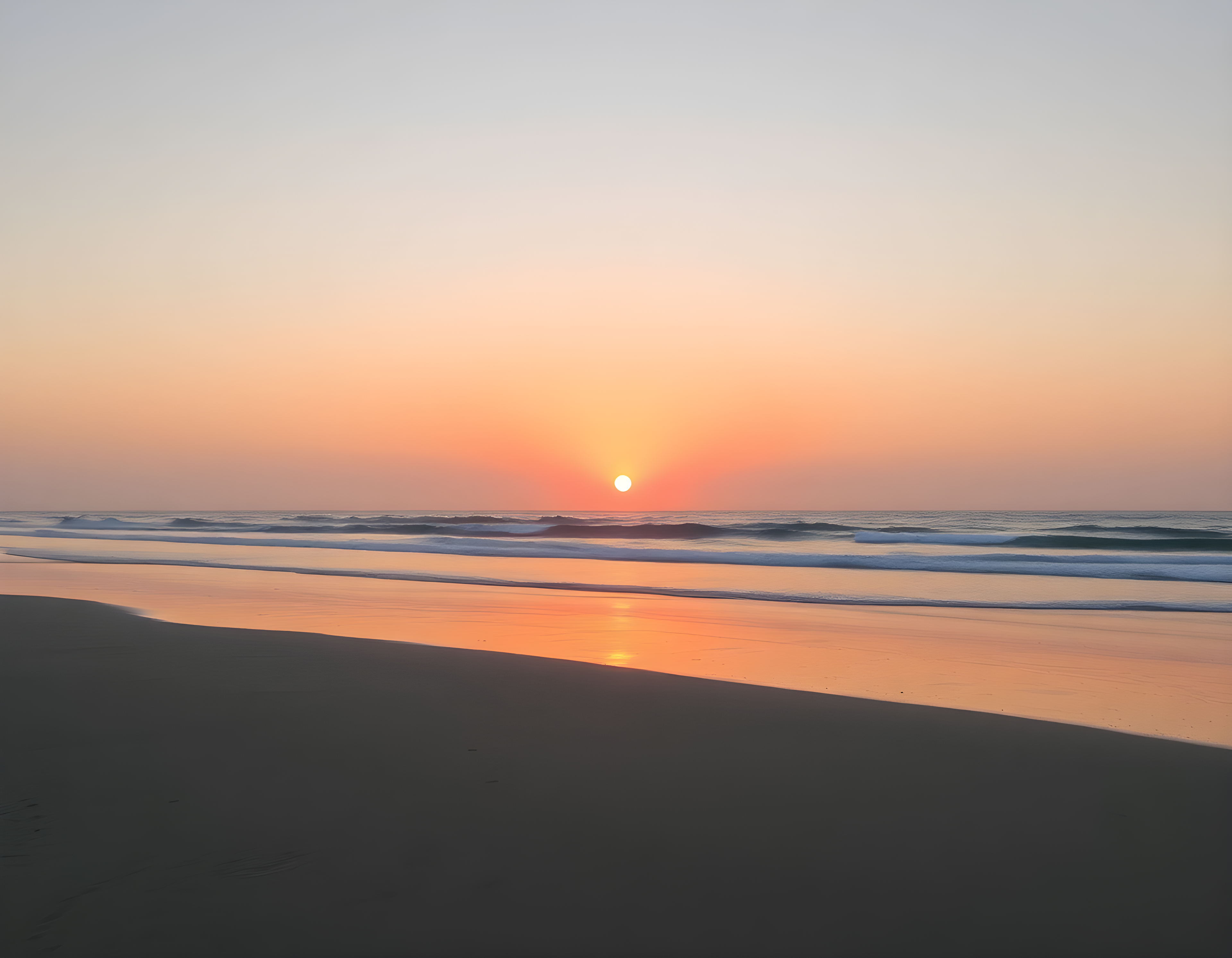 Minimalist Ocean Sunrise Beach Landscape Wall Art
