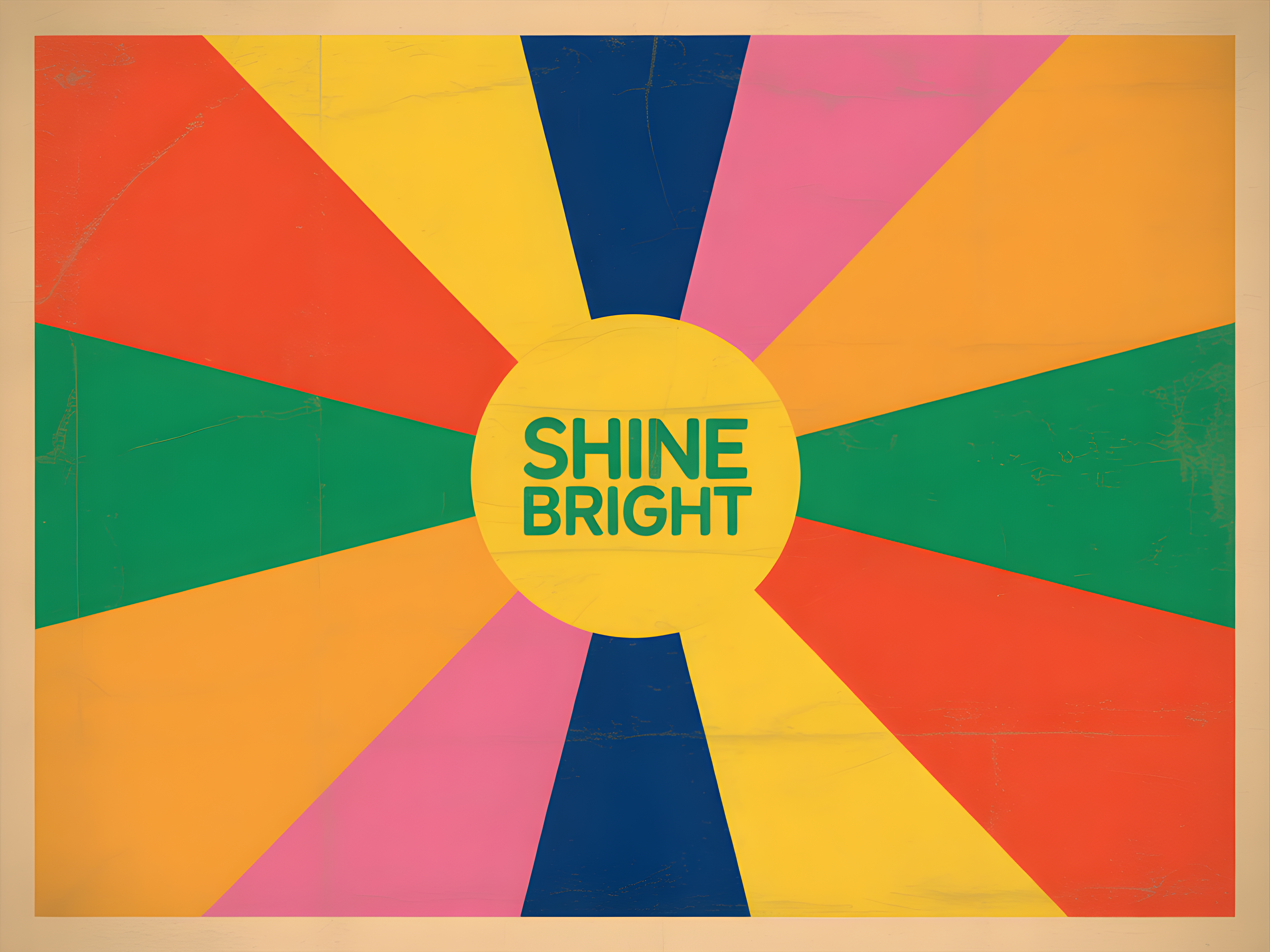 Vintage Sunshine Rays Colorful Retro Wall Art