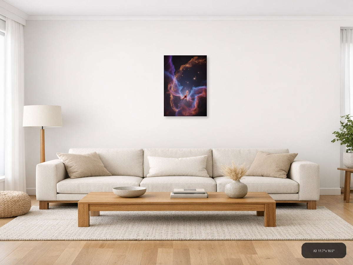 Cosmic Nebula with Golden Stars - Space Photography Wall Art — A3 / Living Room