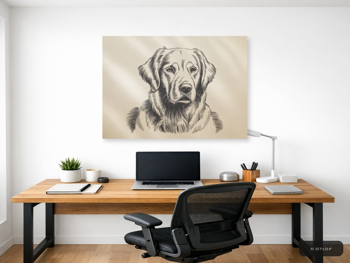 Labrador Retriever Portrait Line Art Wall Art — A1 / Office