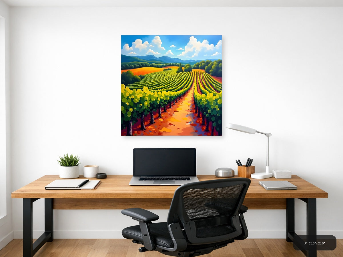 Vibrant Vineyard Landscape Abstract Wall Art — A1 / Office