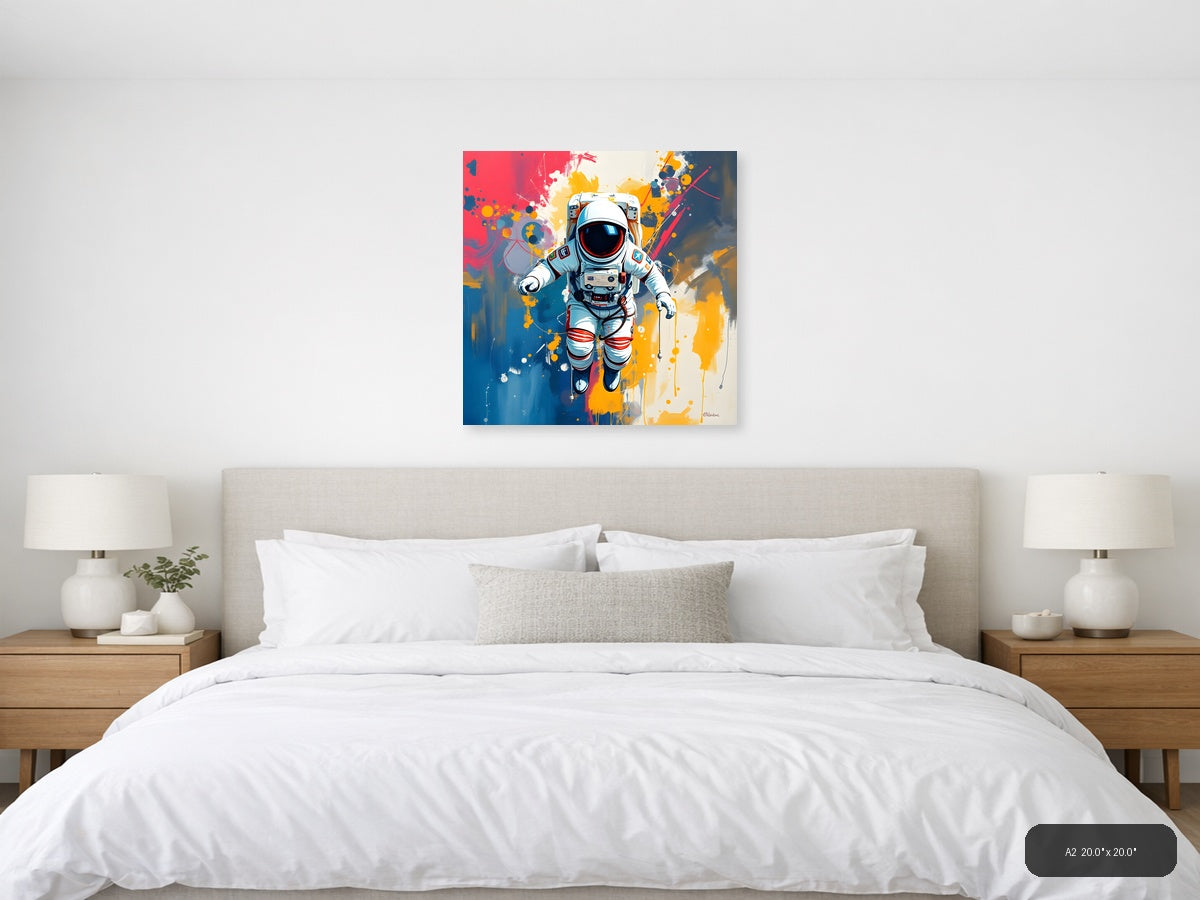 Astronaut in Space Abstract Colorful Wall Art — A2 / Bedroom