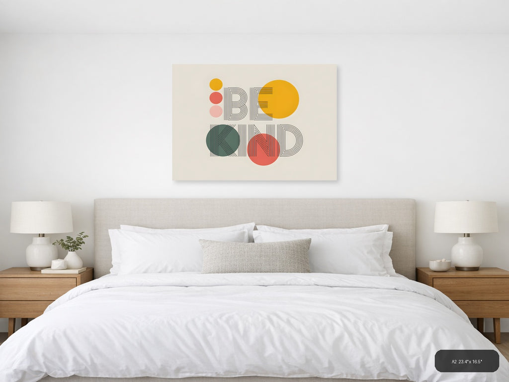 Be Kind Line Art Abstract Circles Wall Art — A2 / Bedroom