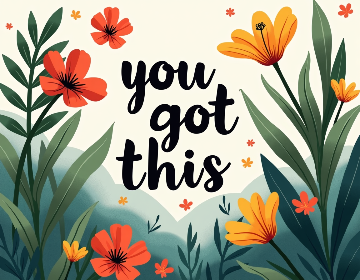 You Got This Botanical Flowers & Leaves Landscape Wall Art