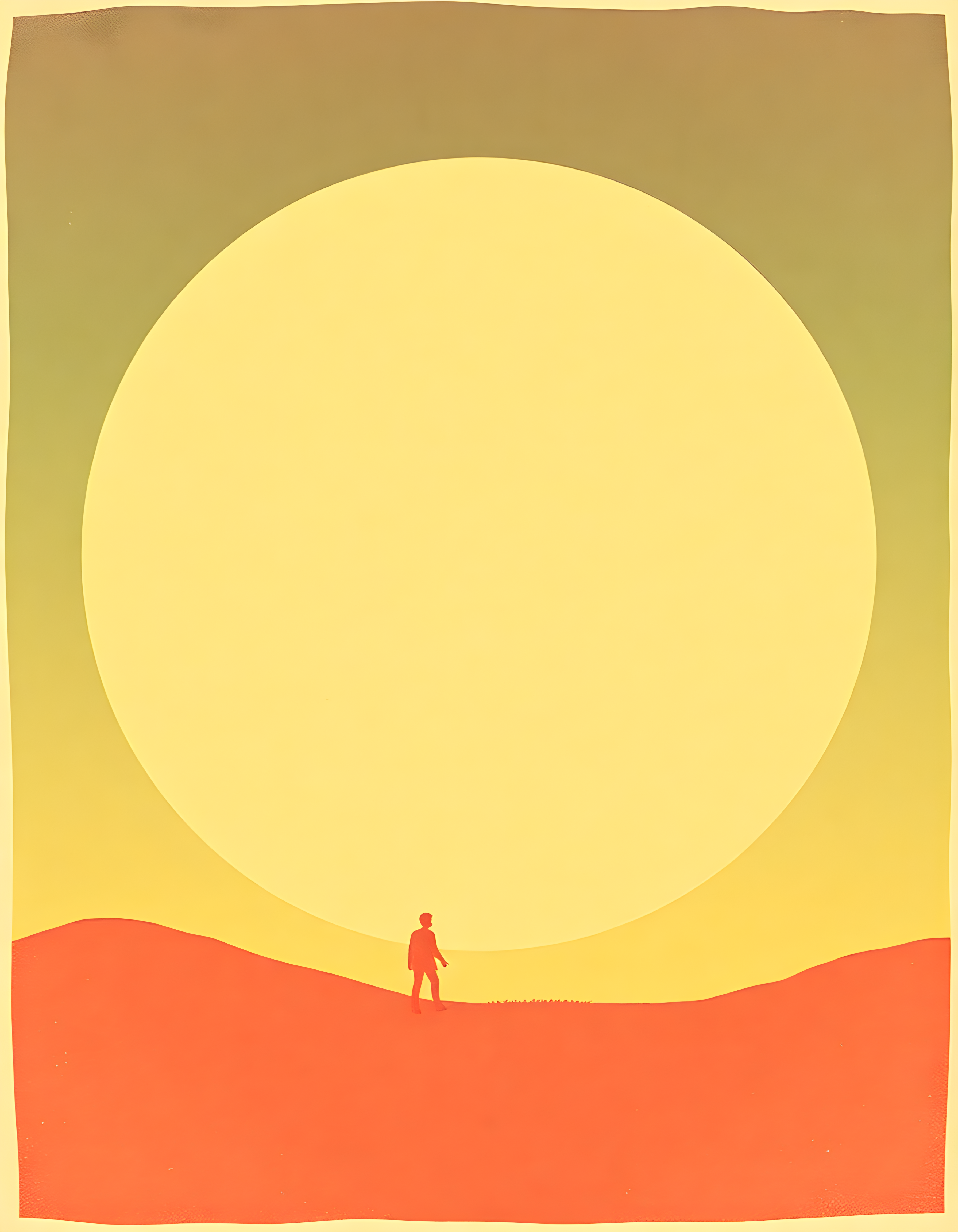 Vintage Sunset Desert Wanderer Silhouette Wall Art