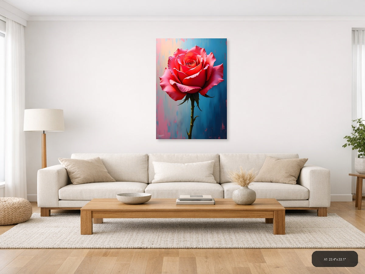 Red Rose Abstract Modern Painting Wall Art — A1 / Living Room