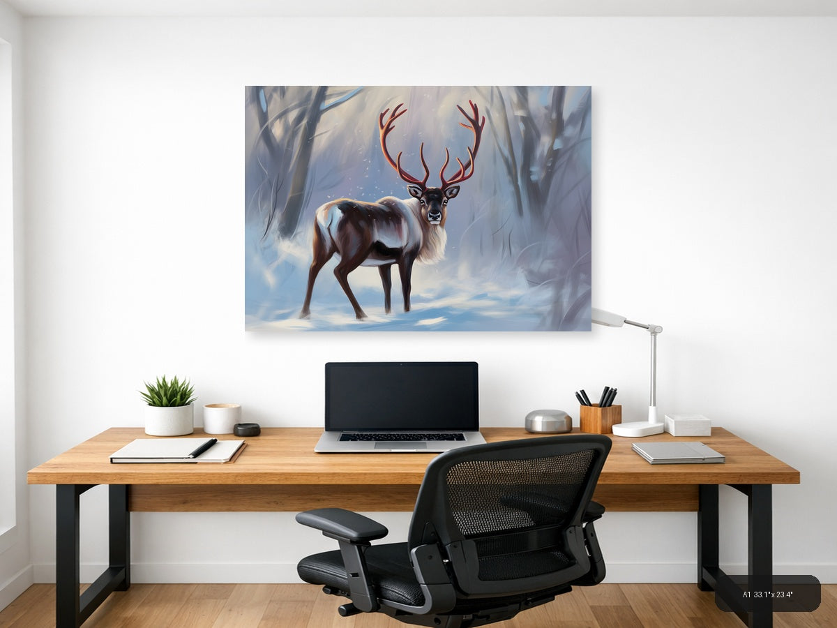 Majestic Deer with Glowing Antlers Abstract Wall Art — A1 / Office
