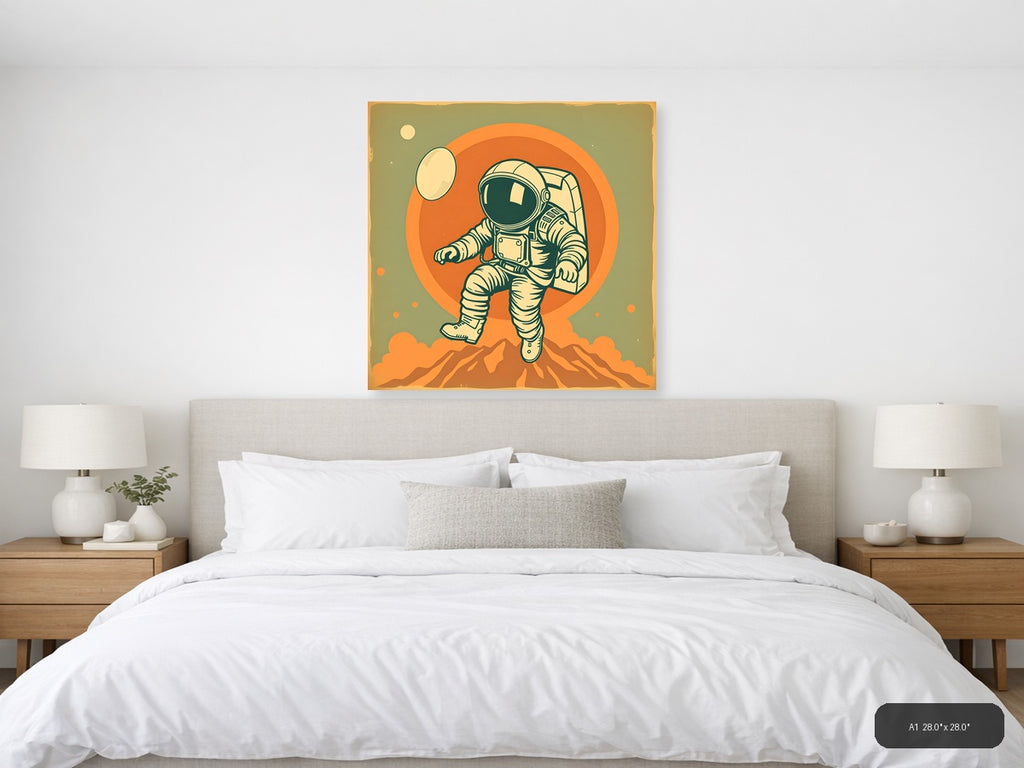 Vintage Astronaut on Mars - Retro Space Wall Art — A1 / Bedroom