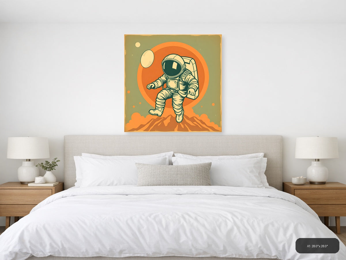 Vintage Astronaut on Mars - Retro Space Wall Art — A1 / Bedroom