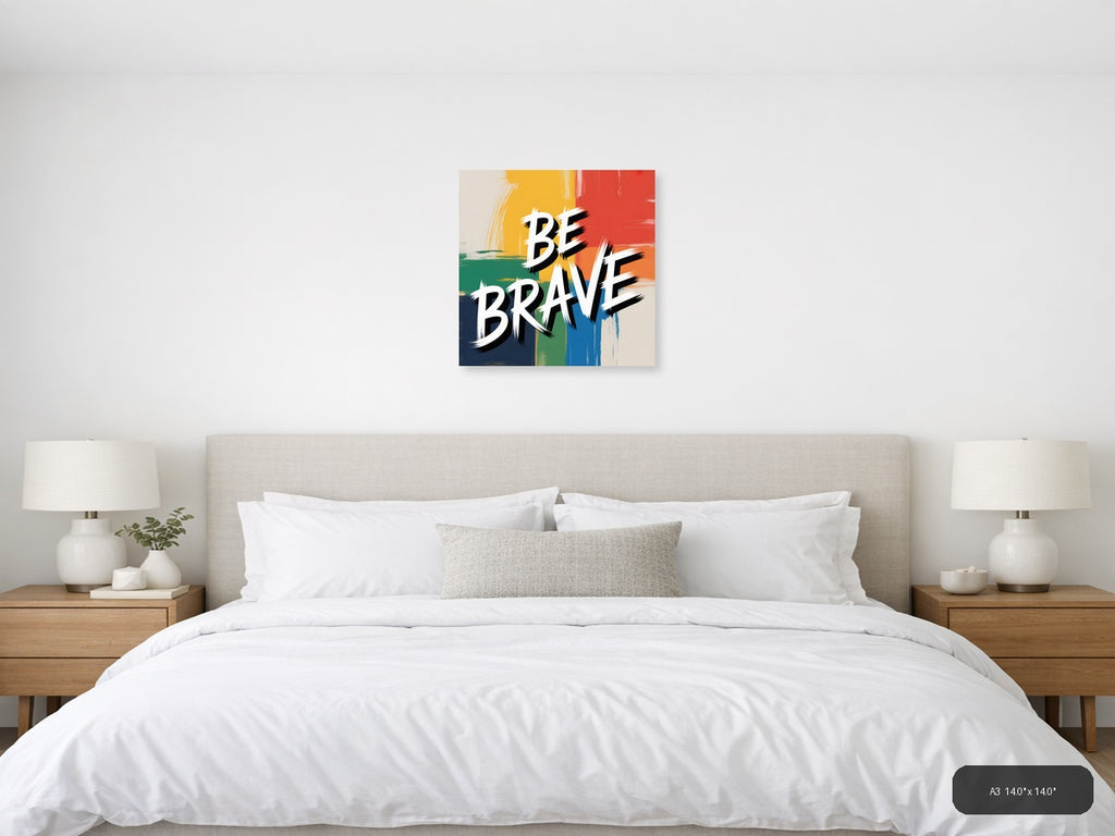 Be Brave Abstract Colorblock Canvas Wall Art — A3 / Bedroom