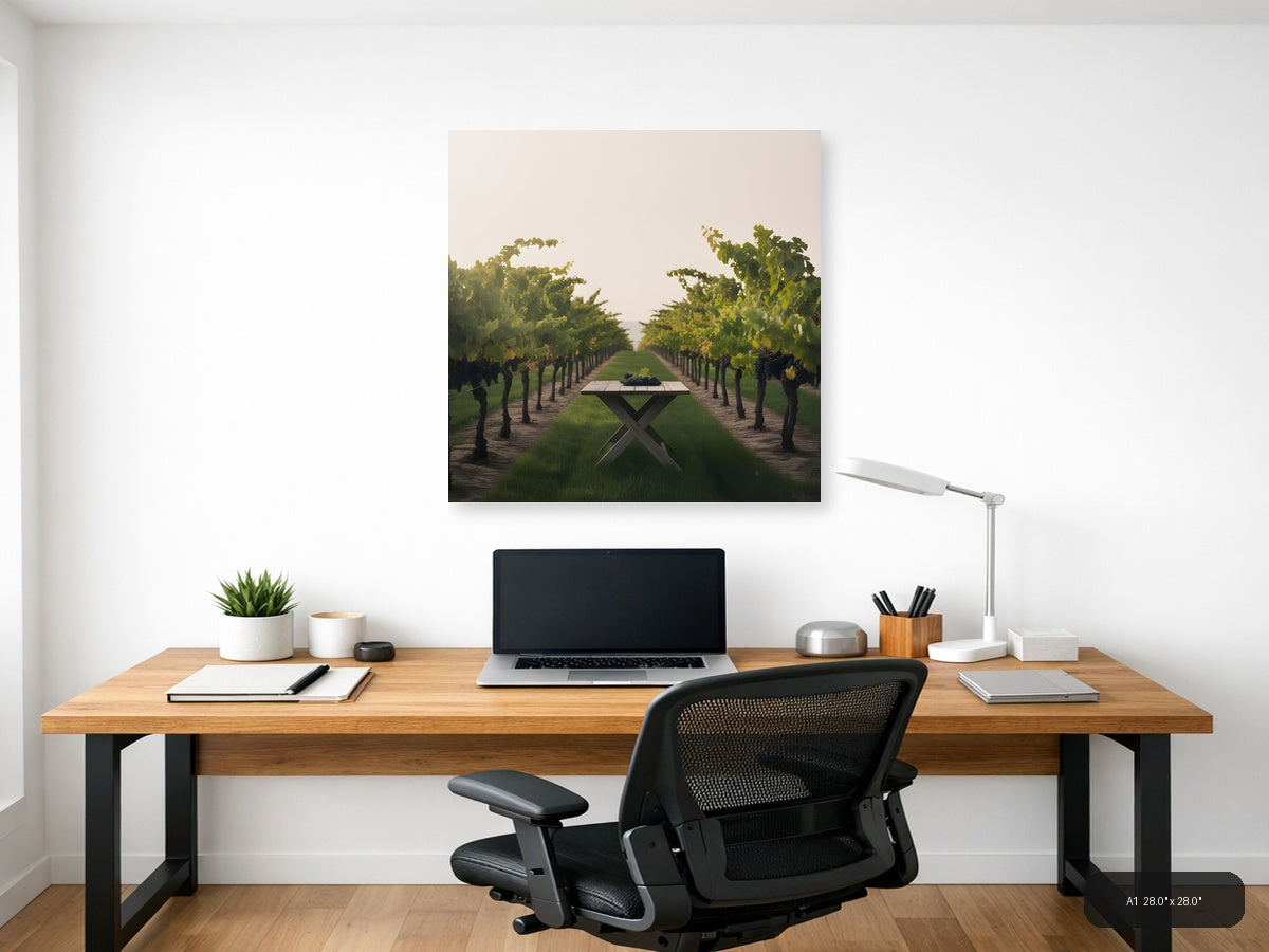 Vineyard Table Minimalist Landscape Wall Art — A1 / Office