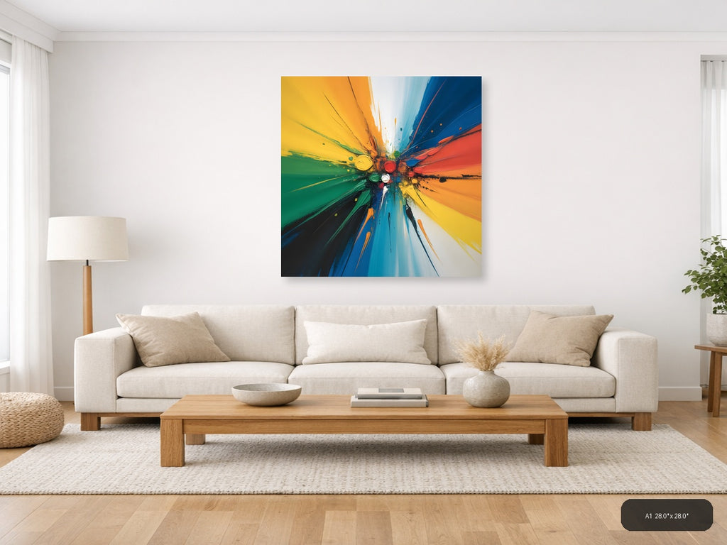 Colorful Paint Explosion Abstract Canvas Wall Art — A1 / Living Room