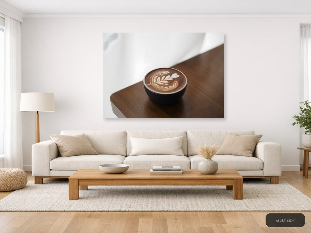 Minimalist Latte Art Coffee Cup Wall Art — A1 / Living Room