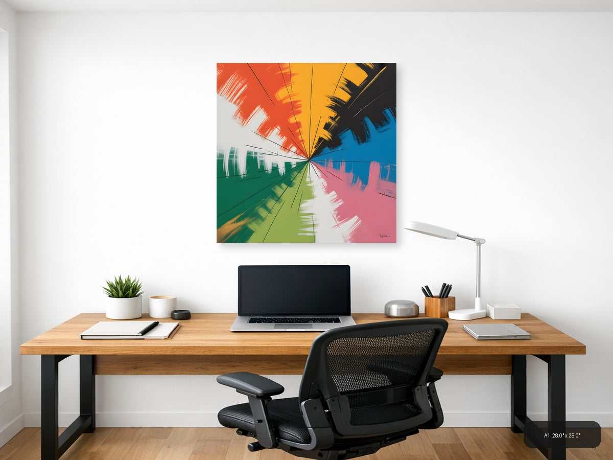 Radiant Color Wheel Abstract Sunburst Wall Art — A1 / Office