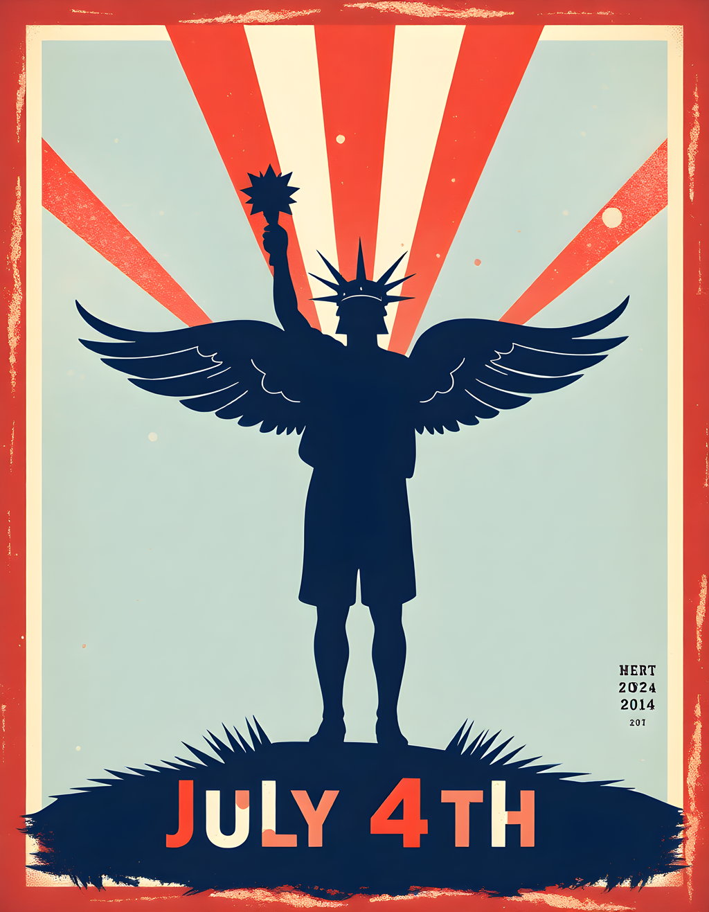 Vintage July 4th Statue of Liberty Patriotic Wall Art