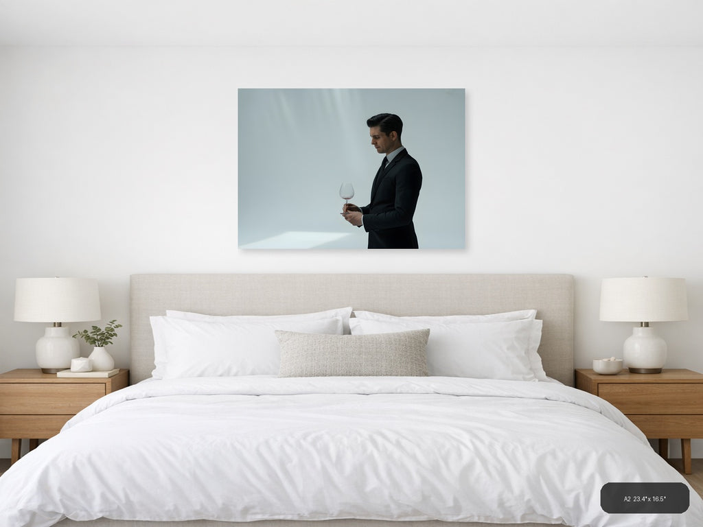 Minimalist Businessman with Wine Glass Wall Art — A2 / Bedroom