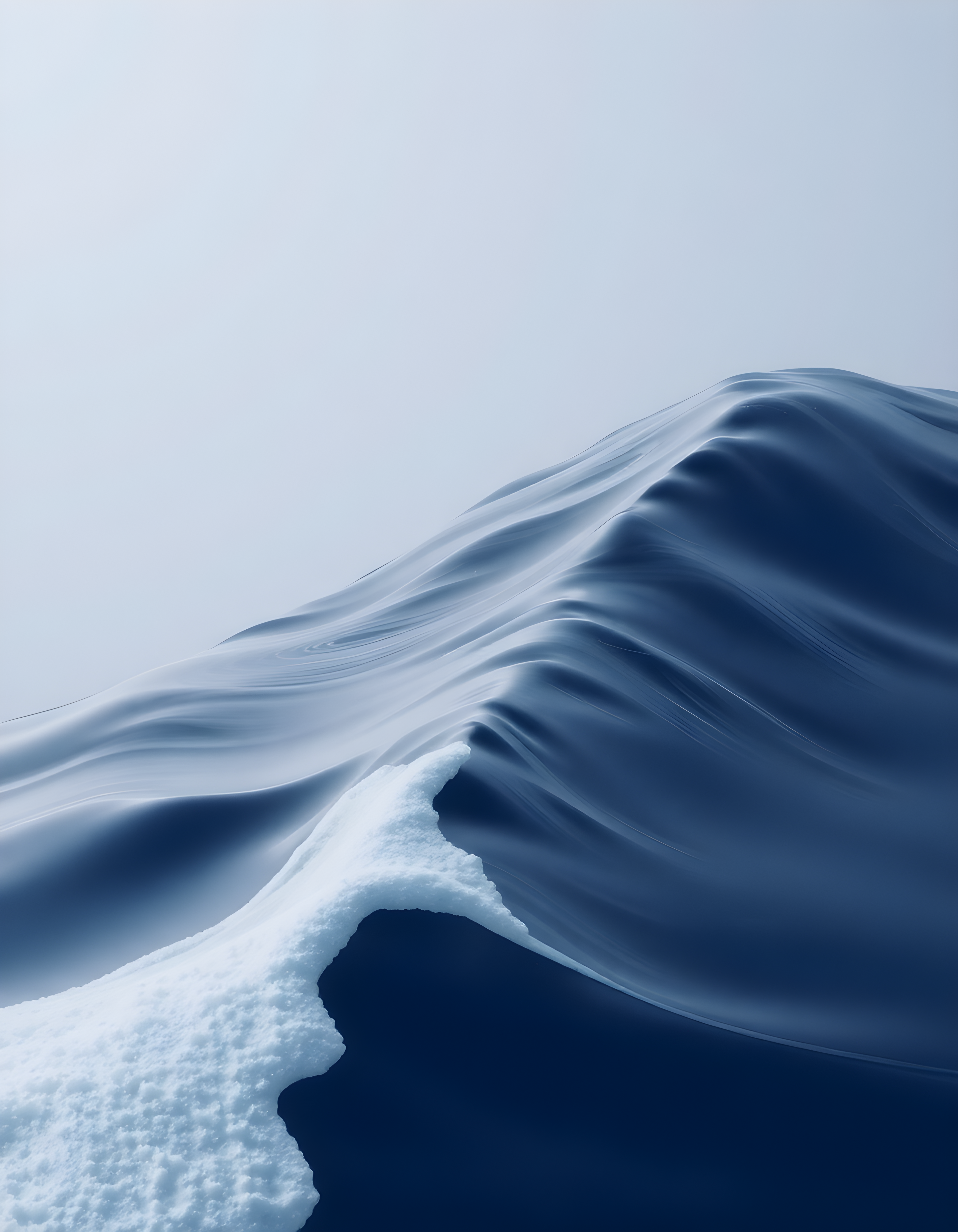 Minimalist Snow Dune Abstract Blue White Wall Art