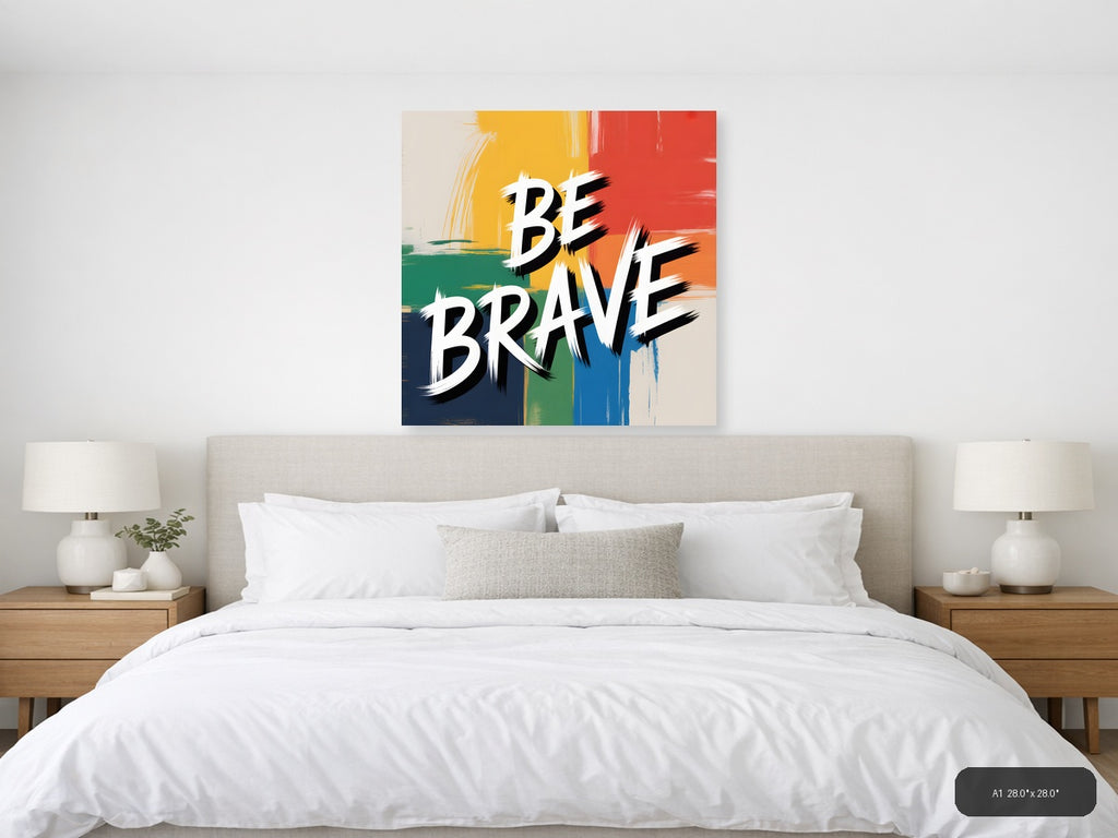 Be Brave Abstract Colorblock Canvas Wall Art — A1 / Bedroom
