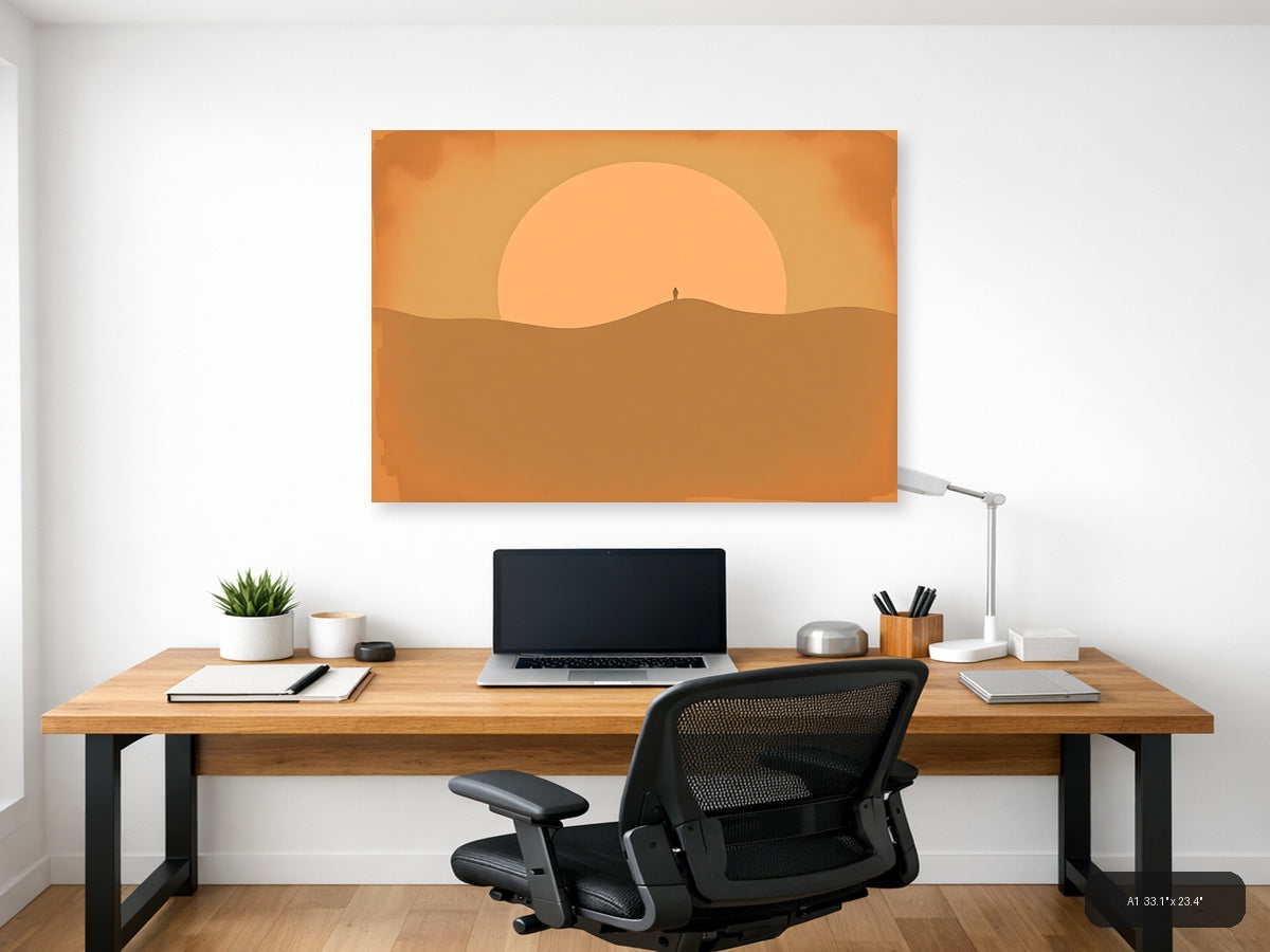 Vintage Desert Sunset Silhouette Wall Art — A1 / Office