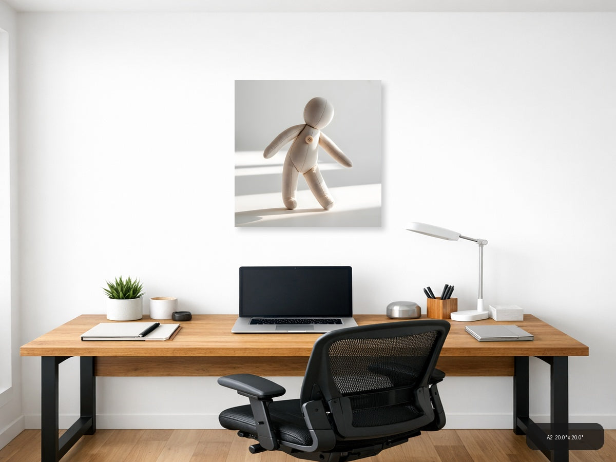 Minimalist Fabric Doll Figure Beige Wall Art — A2 / Office