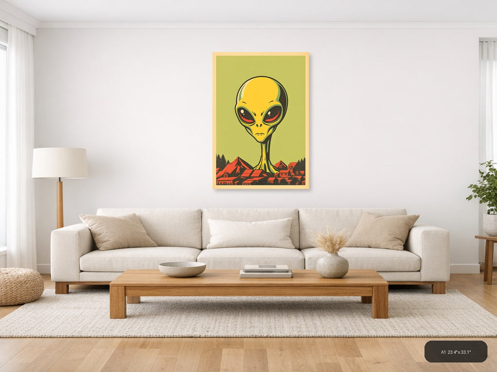Vintage Alien Invasion Retro Pop Art Wall Art — A1 / Living Room