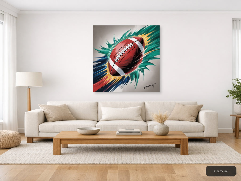 Football Prints — Abstract (Square) Canvas Print | Abstract Wall Art | A4 A3 A2 A1 — A1 / Living Room