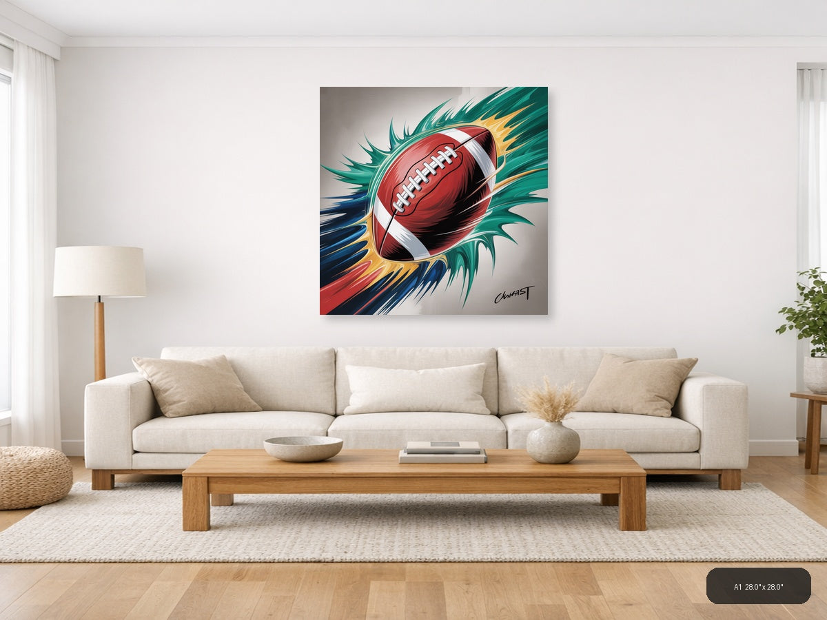 Football Prints — Abstract (Square) Canvas Print | Abstract Wall Art | A4 A3 A2 A1 — A1 / Living Room