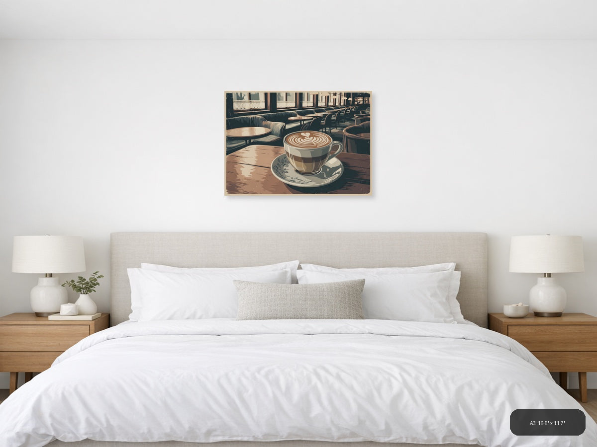 Vintage Café Latte Art Coffee Shop Wall Art — A3 / Bedroom