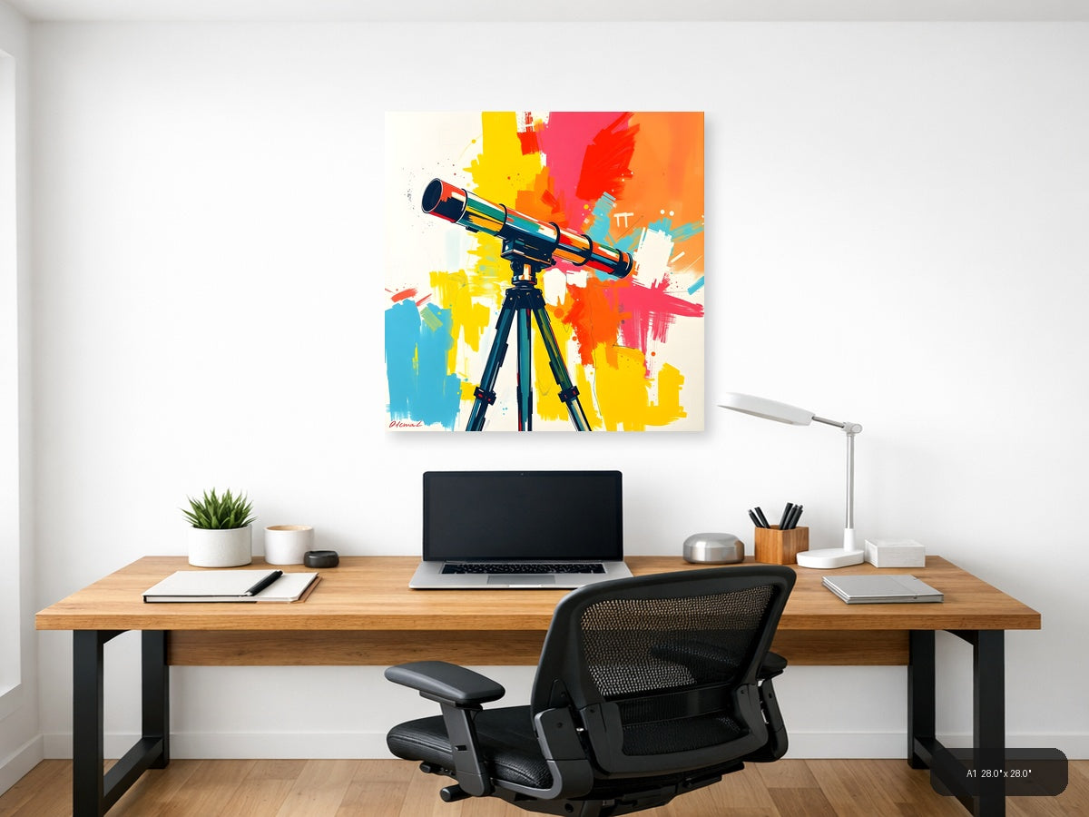 Colorful Telescope Abstract Splatter Wall Art — A1 / Office