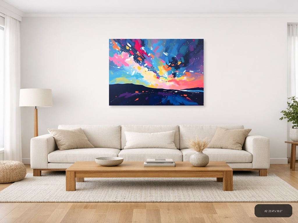 Colorful Abstract Sky Explosion Landscape Wall Art — A2 / Living Room