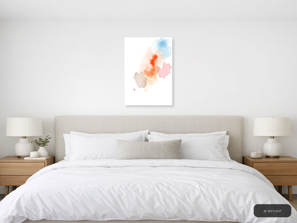 Abstract Watercolor Map Landscape Wall Art — A2 / Bedroom