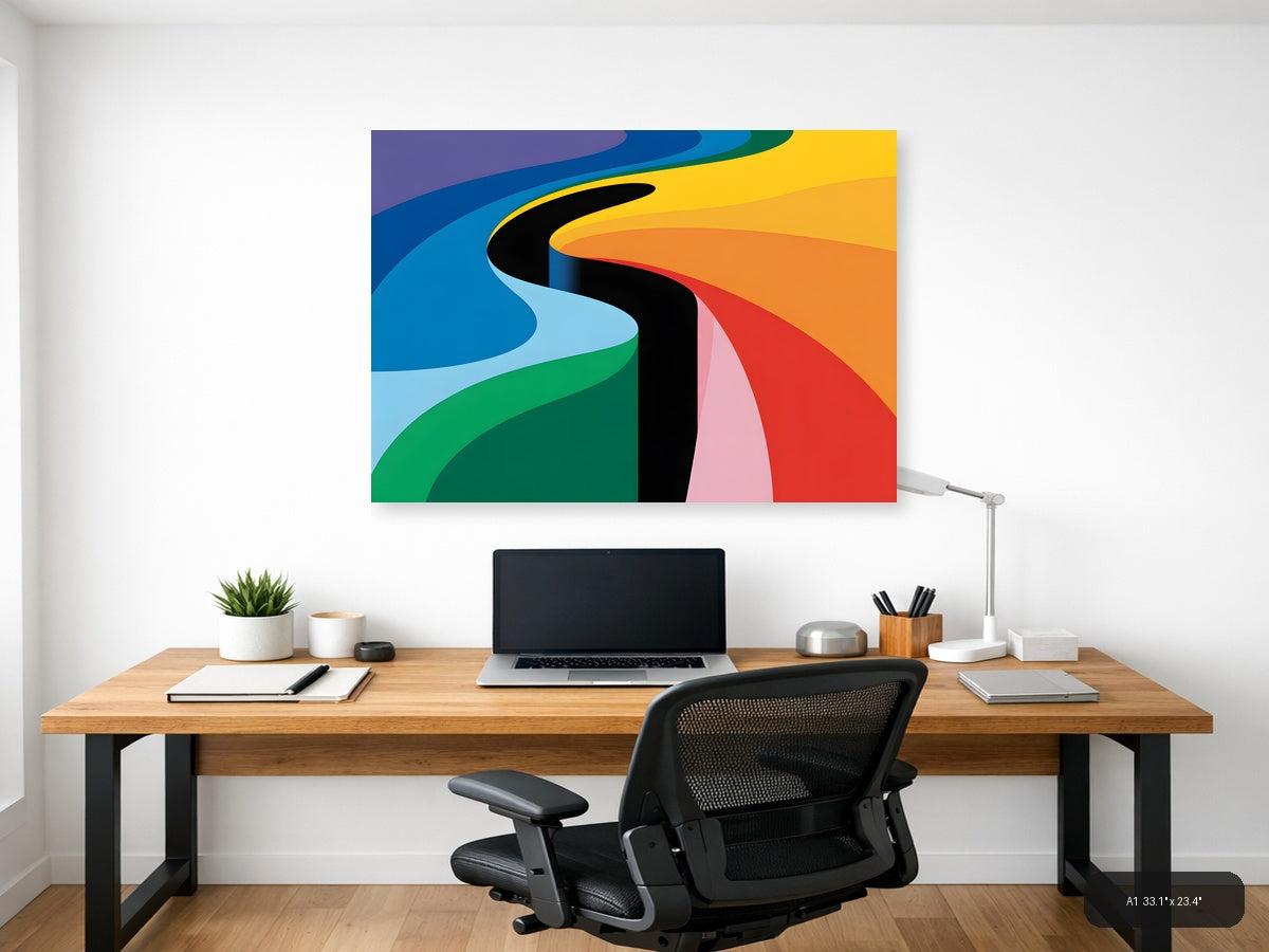 Colorful Abstract Waves Modern Photography Wall Art — A1 / Office