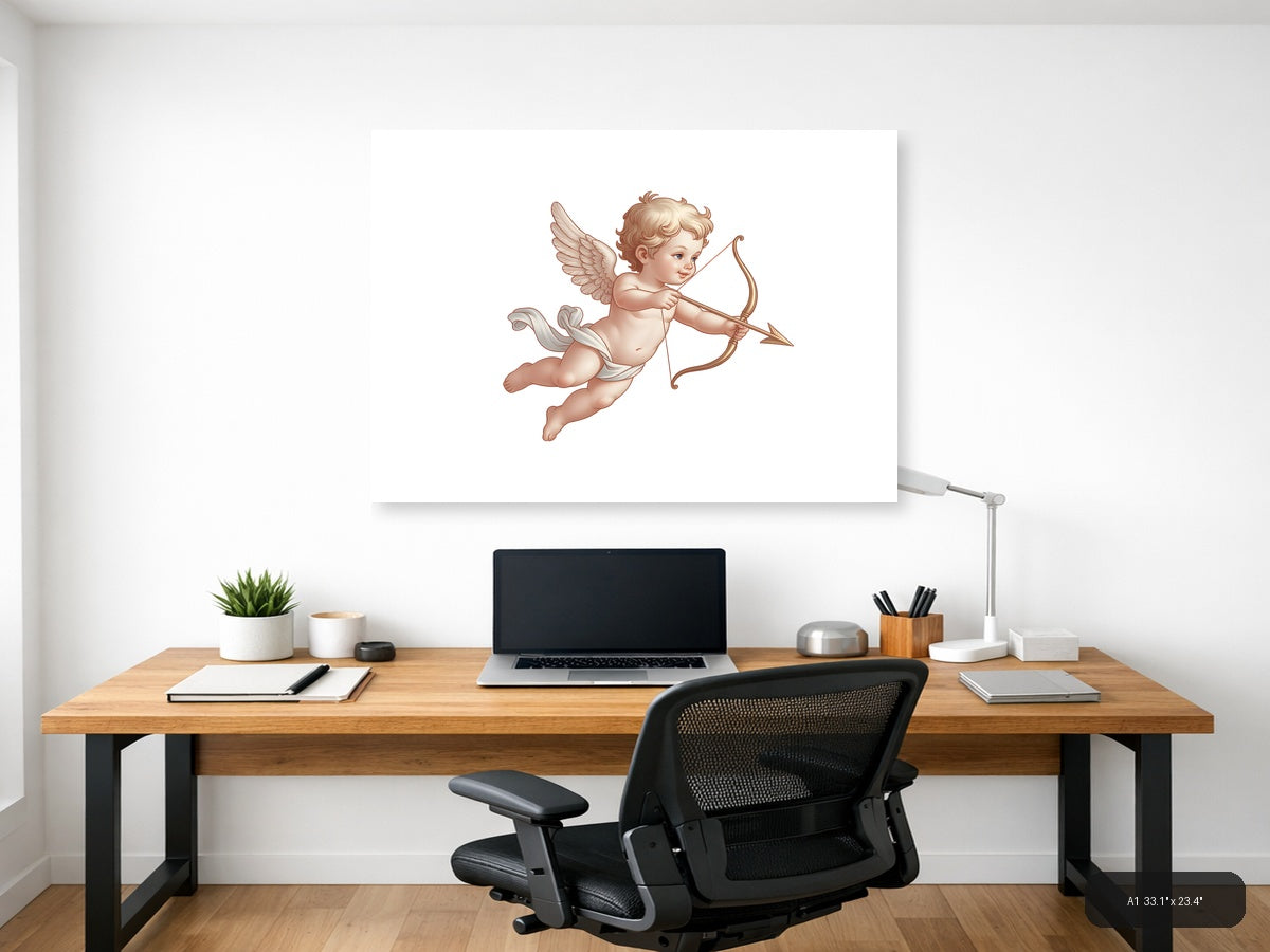 Cherub with Bow and Arrow Minimalist Wall Art — A1 / Office