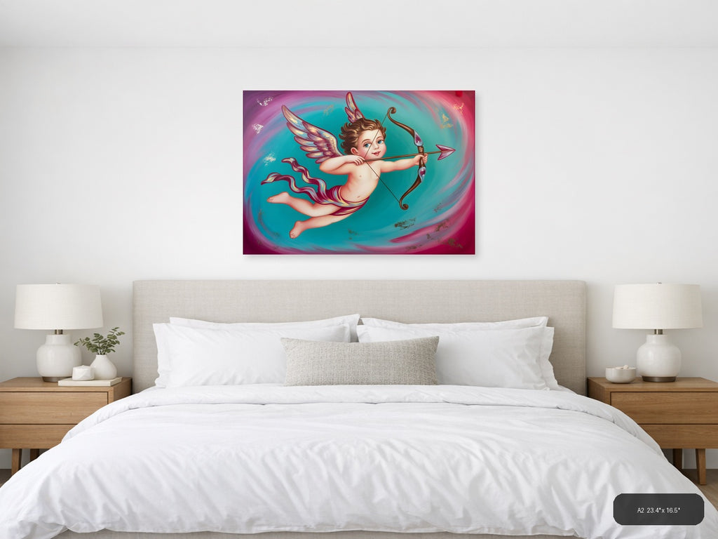 Cherub Cupid with Bow Arrow Abstract Wall Art — A2 / Bedroom