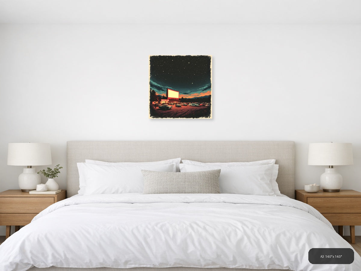 Vintage Drive-In Theater at Sunset - Retro Wall Art — A3 / Bedroom