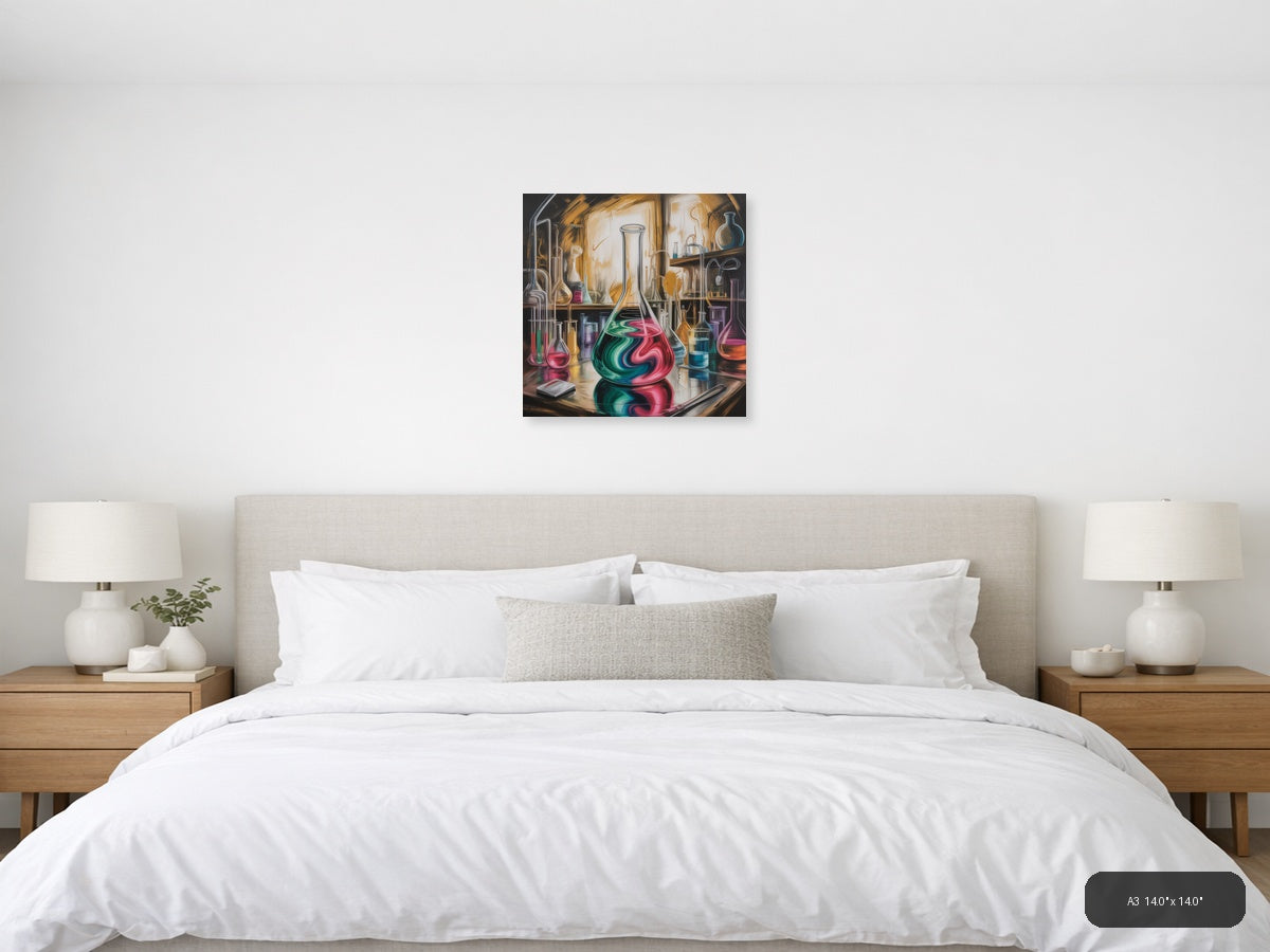 Abstract Laboratory Flasks Vibrant Chemical Art Wall Art — A3 / Bedroom