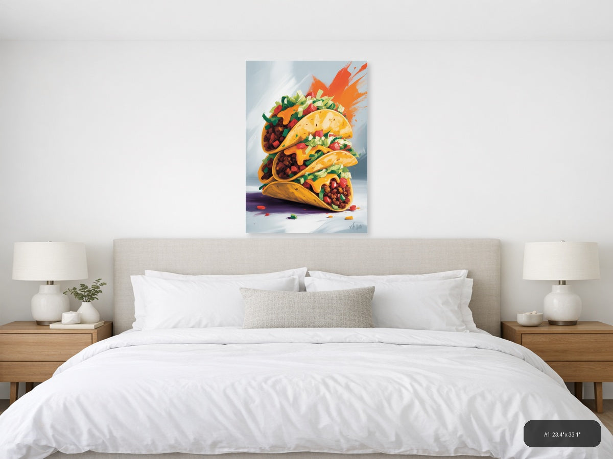 Tacos — Abstract (Portrait) Canvas Print | Abstract Wall Art | A4 A3 A2 A1 — A1 / Bedroom