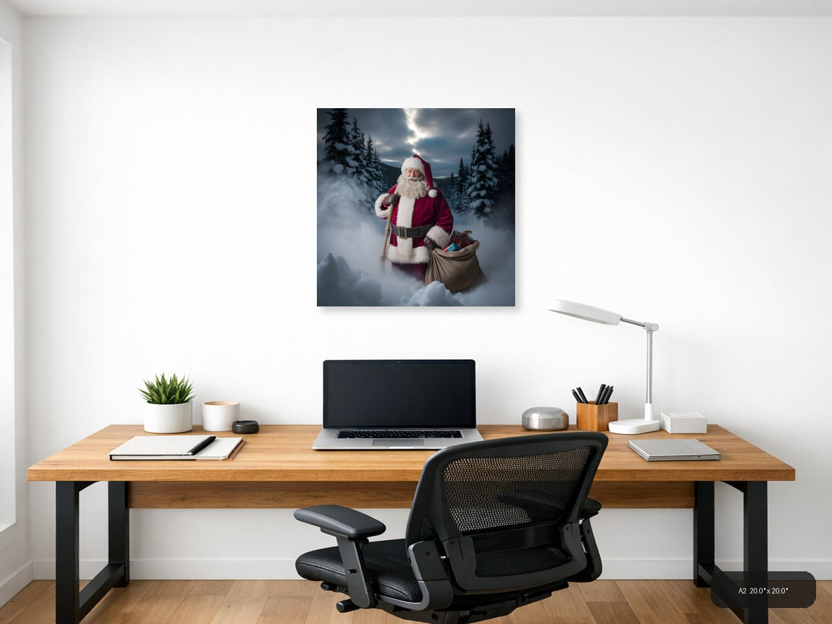 Santa Claus Winter Forest Snow Photography Wall Art — A2 / Office