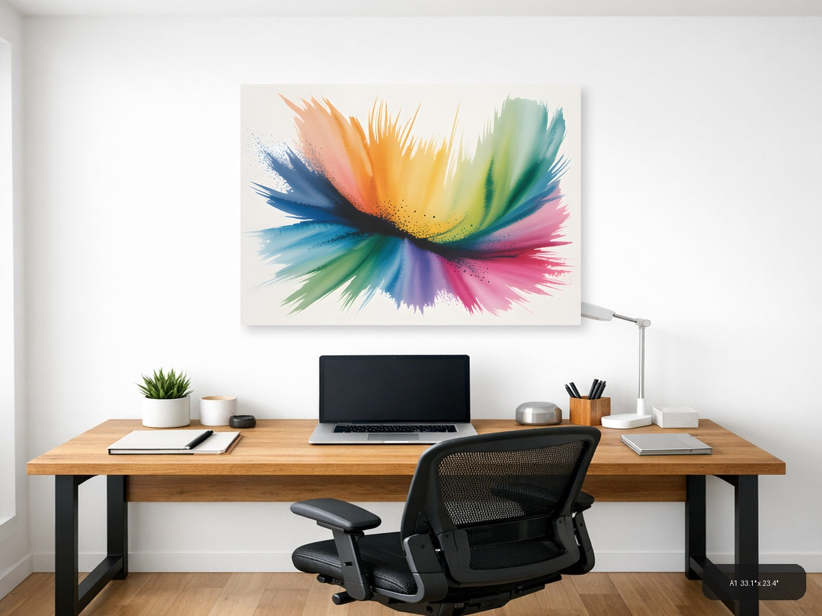 Rainbow Watercolor Splash Abstract Wall Art — A1 / Office