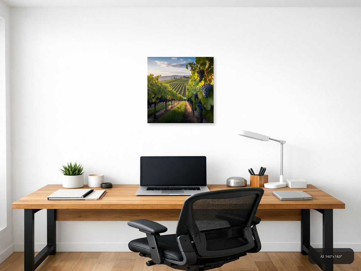Tuscan Vineyard Sunset Photography Wall Art — A3 / Office