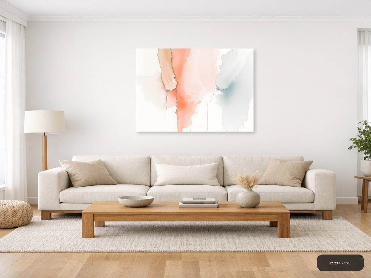 Abstract Watercolor Map Landscape Wall Art — A2 / Living Room