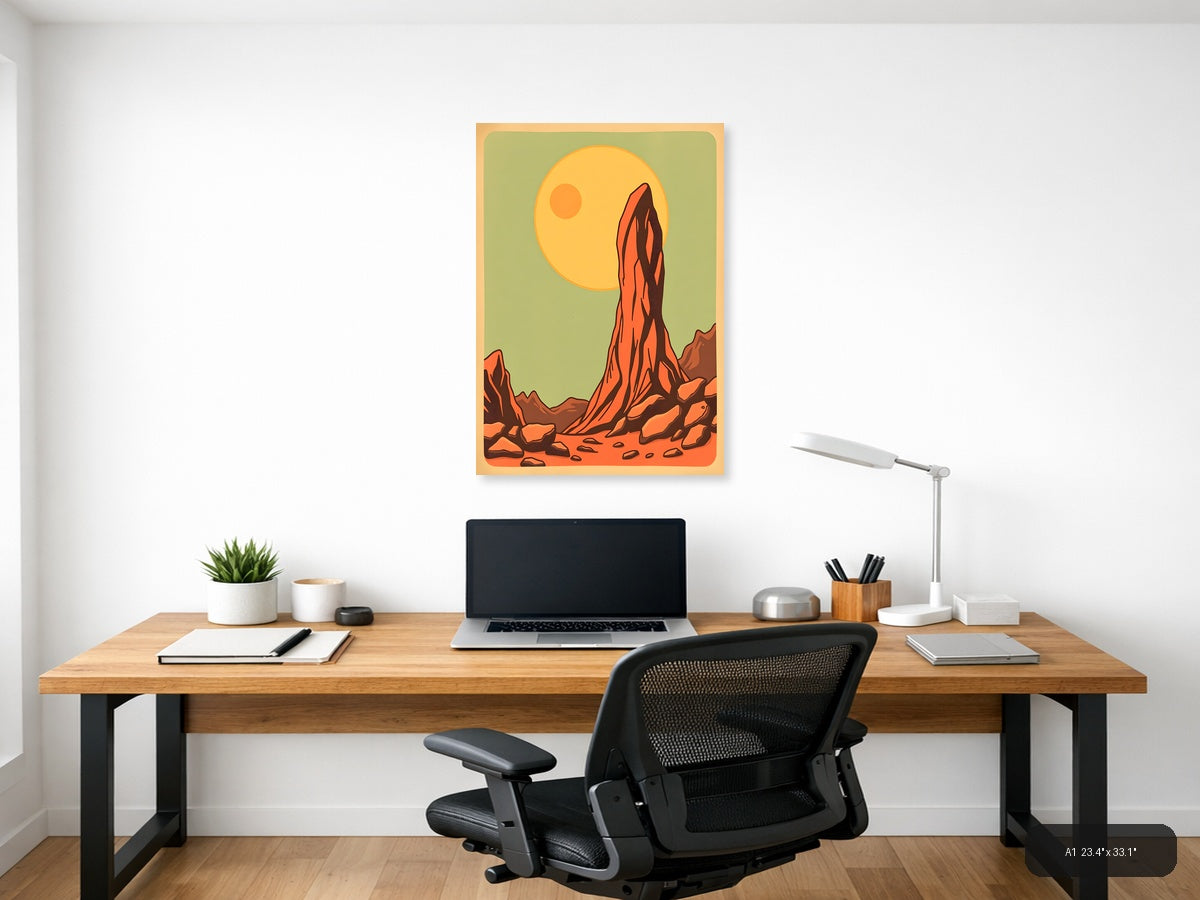 Desert Rock Formation Vintage Poster Wall Art — A1 / Office